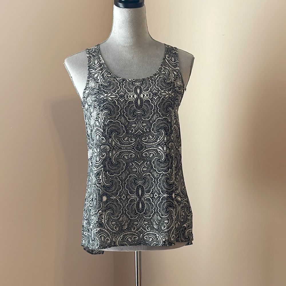 Black and white paisley tank
